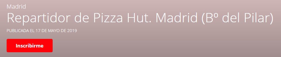 Inscribirse para trabajar en Pizza Hut
